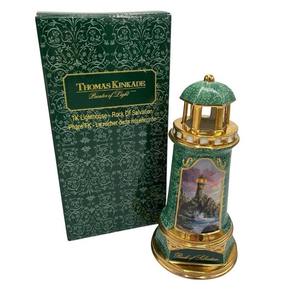 Thomas Kinkade Rock of Salvation Light Up Porcelain Lighthouse 2004 - Picture 3 of 16